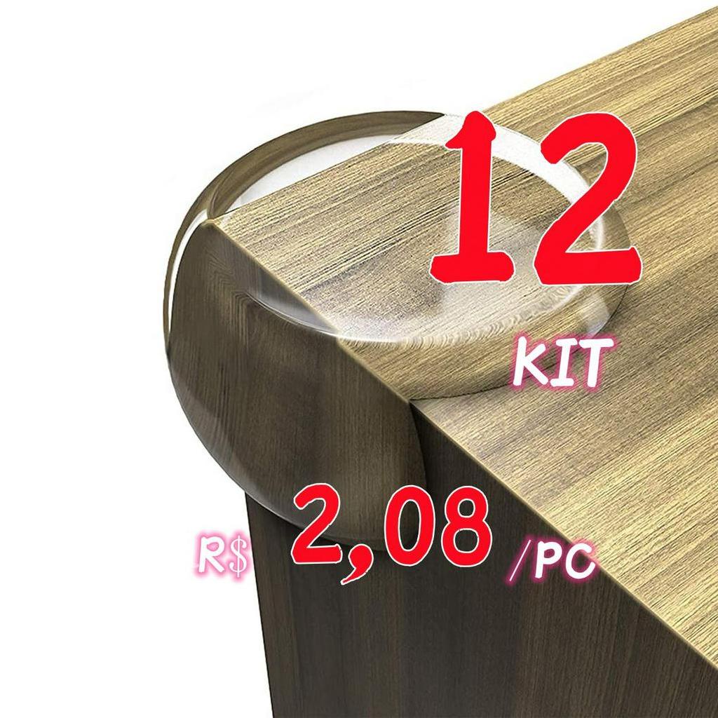 Kit 12 Protetor Quina De Mesa Em Silicone Com Adesivo Para Móveis Quarto Cozinha Promoção