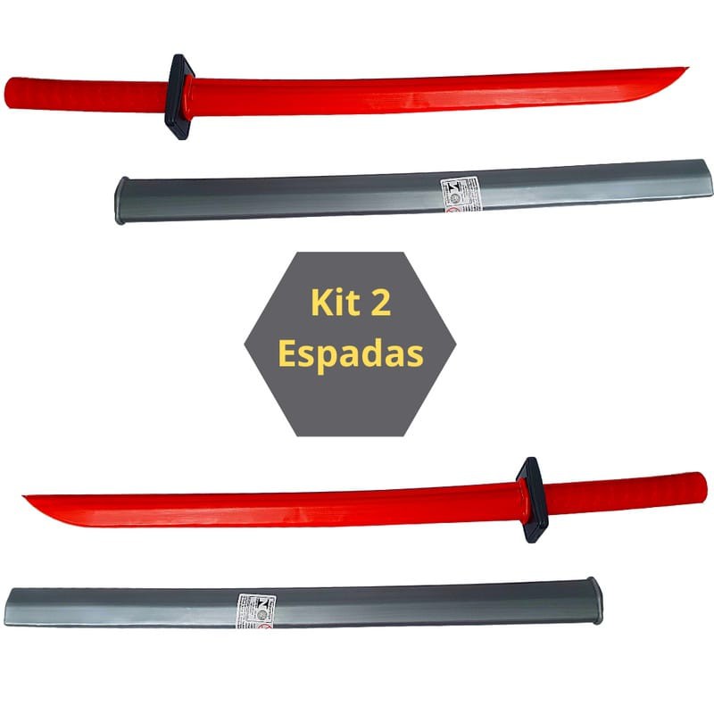 Espada Ninja Katana de Brinquedo Com Bainha Samurai Infantil Kit 2 Unidades