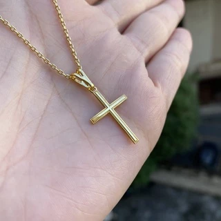 Pingente Masculino De Ouro Crucifixo Liso Cruz Pequena Banhado a Ouro 24k em Oferta na Shopee