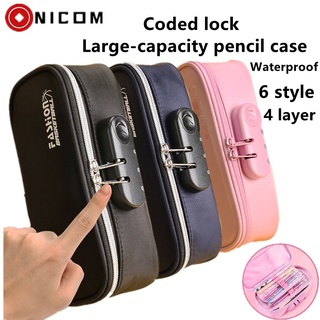 Estojo De Lápis Com Senha Impermeável De Grande Capacidade Durável Com Zíper Thunlit Simple And Large-Capacity Stationery Box Japanese Korean Pen Box Creative Multi-Function Canvas Pencil Case