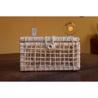 Baú Palha de Milho Natural Cesta Café da Manhã presente Caixa Organizadora N1 23x14x12