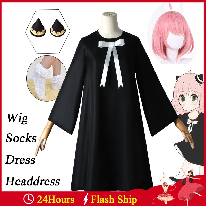 Anya Forger Cosplay Headwear, enfeites de cabelo preto, Spy X Family,  acessórios para perucas, adereços cônicos para meninas, Anime - AliExpress