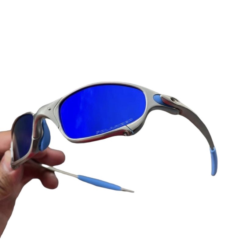 Óculos Juliet com armação metálica na cor preta e lentes polarizadas Uv400  na cor azul escuro. – JOC MODAS