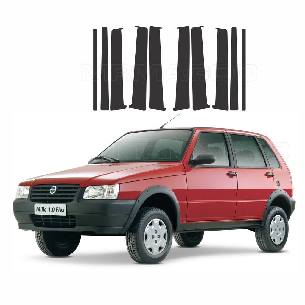 Adesivo Coluna Blackout FIAT UNO Mille Fire Way 4 Portas 1984 a 2013 ...