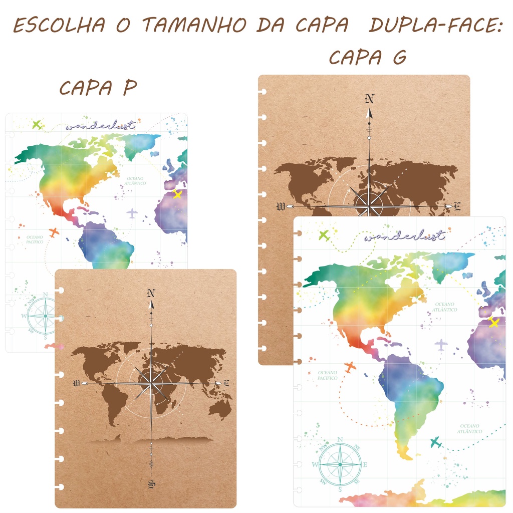 Capa Plástica para Caderno OCTO de discos - Mapa | Shopee Brasil