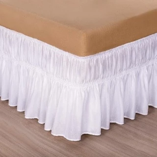 Saia Para Cama Box Queen Com 2 Elástico em Toda Volta-BRANCA
