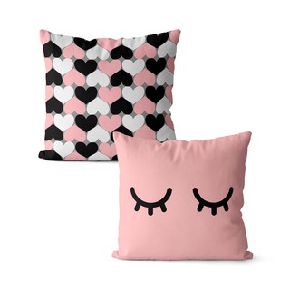 Kit 2 capas de almofadas decorativas rosa e preto
