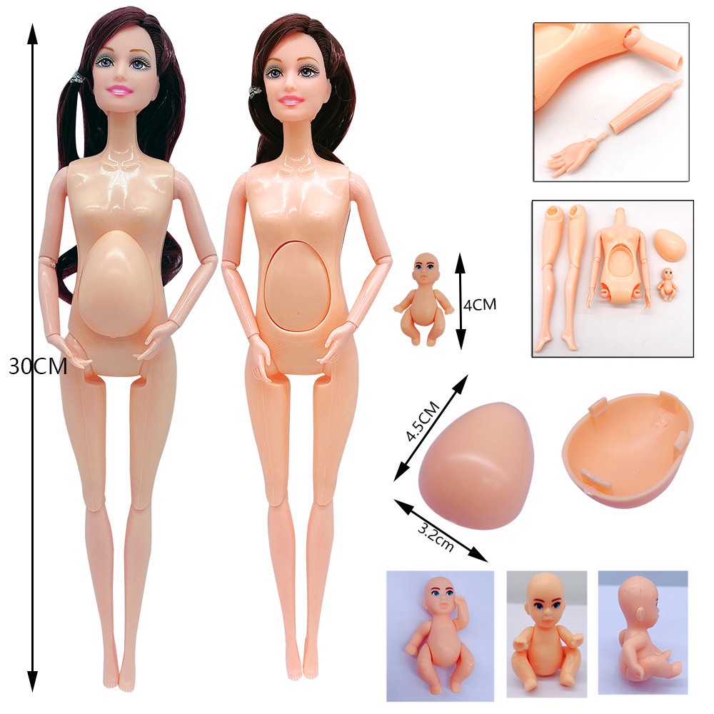 Boneca Gravida Estilo Barbie Andador Carrinho Bonequinha morena