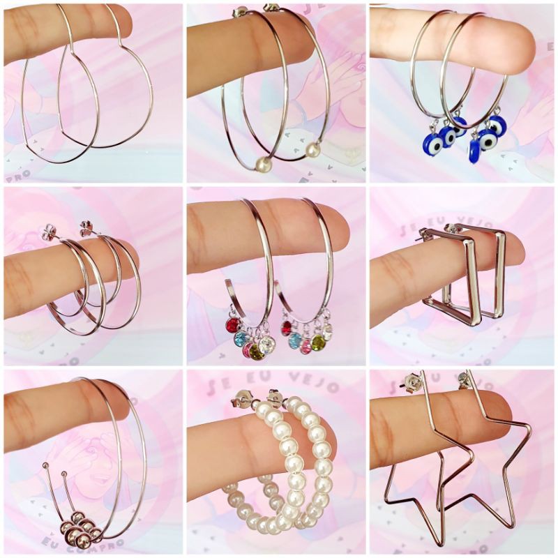 Brinco Argola Argolão Aço Inox Cirúrgico Alérgico Grande argolao anti alergico barato maxi moda feminina