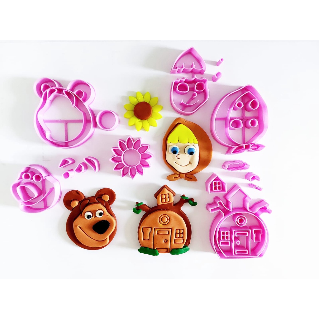 Kit Cortadores Masha E Urso Para Pasta Americana Decoração