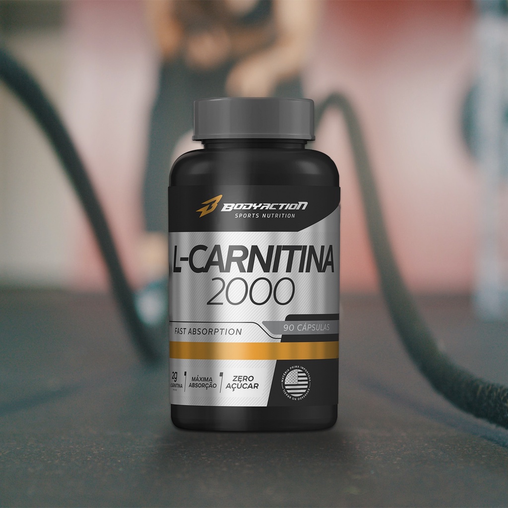 L-Carnitina 90 Cápsulas 2000mg Queima Massa Gorda Energia Concentração  Bodyaction Lançamento Promoção