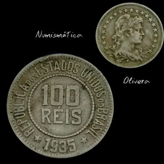 Moeda antiga Brasil 100 réis 1935 - L : 0074