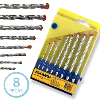 Jogo Kit De Brocas Para Concreto Pedras Naturais Artificiais Alvenaria 8 Peças Lugatools