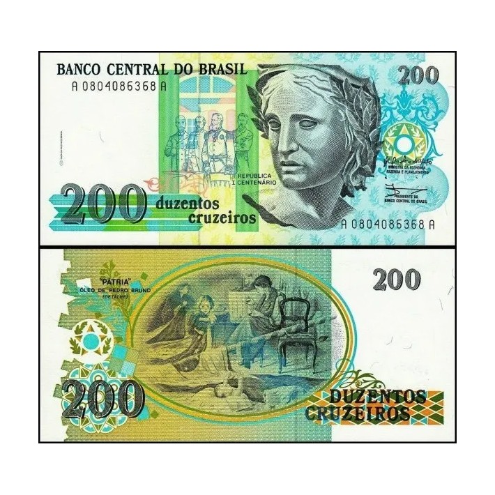 Cedula C 215 200 Cruzeiros 1989 = FE