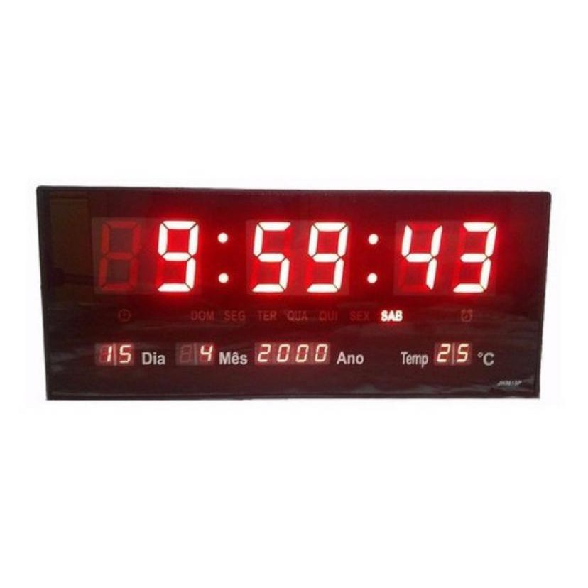 Relogio De Parede Digital Grande Termômetro Data Calendário Temperatura ...