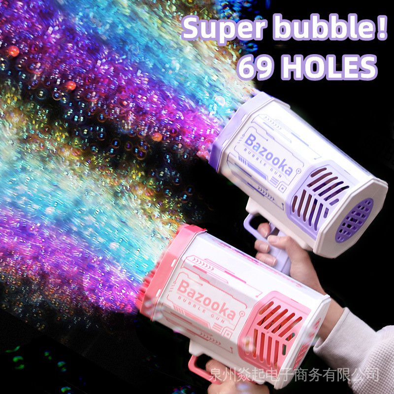 Bubble Gun Rocket 69 Buracos Sabão Bolhas Metralhadora Forma Soprador  Automático Com Brinquedos Leves Compatível com Crianças Pomperos Dia das  Crianças Presente