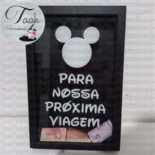 Quadro Cofre Cofrinho Mickey e Minnie