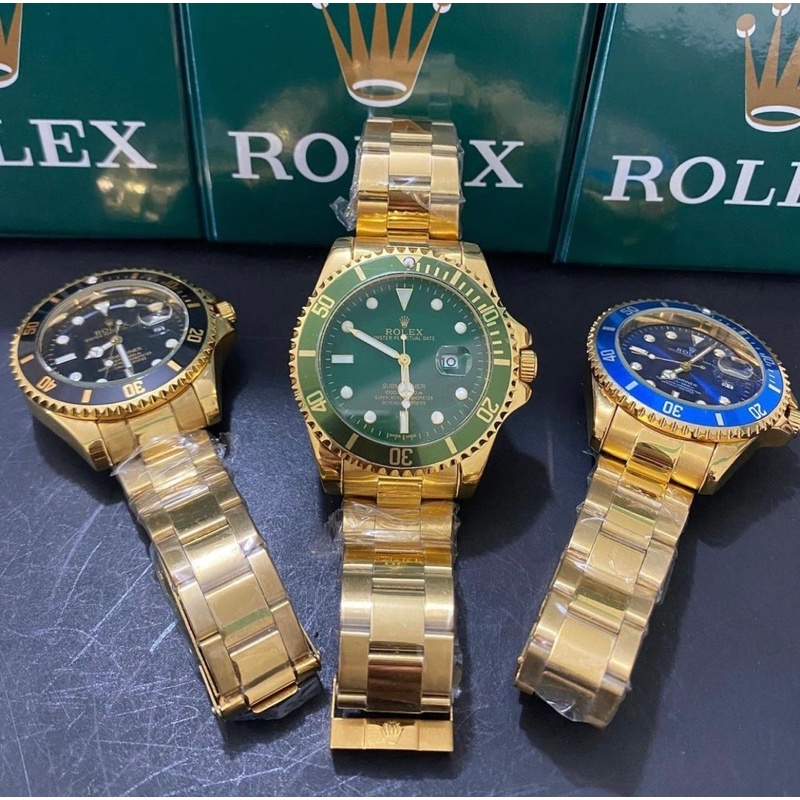 relogio rolex dourado fundo azul GMT masculino luxo Shopee Brasil