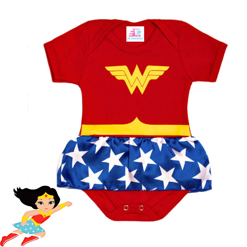 Body Infantil Mulher Maravilha - Body Temático para Bebê | Shopee Brasil