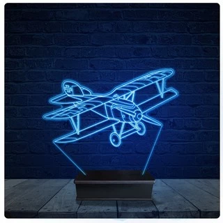 Luminária Led Acrilico Abajur - Avião Biplace 2 guerra