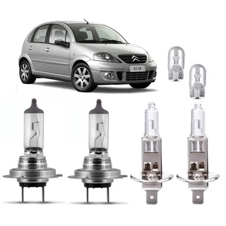 Kit Lâmpadas Farol Citroën C3 2003 2004 2005 2006 2007 2008 2009 2010 2011 2012 103 2014 2015 2016 2017