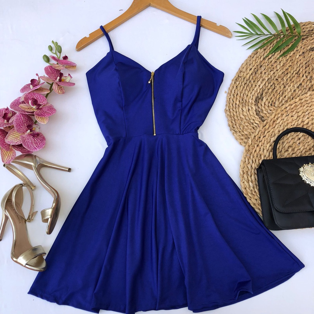 vestido curto soltinho rodado gode boneca alcinha bojo ziper moda