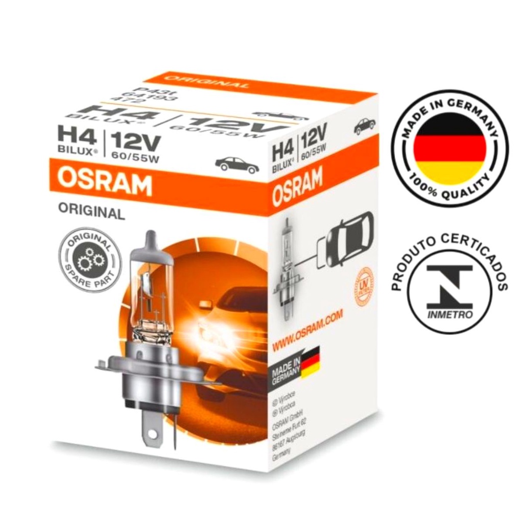 Lampada H4 Bilux Osram 12v 60/55w 64193 Made In Germany - Primeira ...