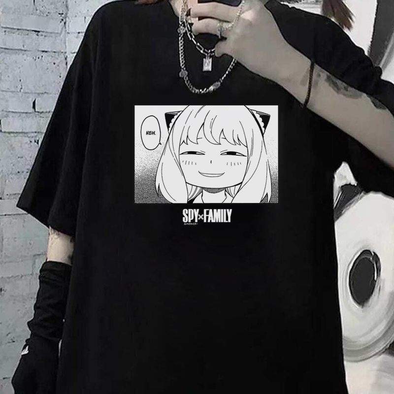 Camiseta Anya Yor Loide Unissex Camisa preta Anime camisa anime