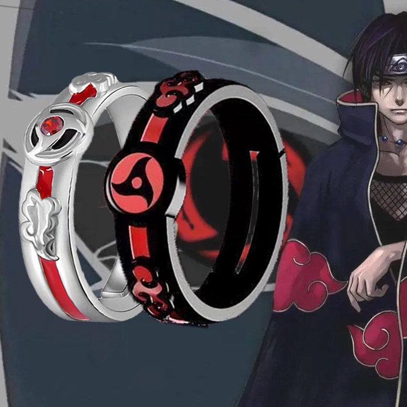 Anime Naruto Ring Akatsuki Itachi Sharingan Anel De Casal De Metal Ajustável Acessório De Halloween Cosplay