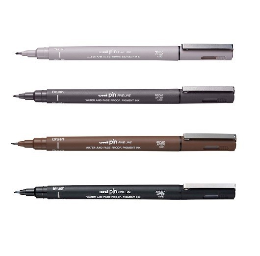 Caneta Nanquim Uni Pin Uni-ball Brush Kit C/ 4 Cores
