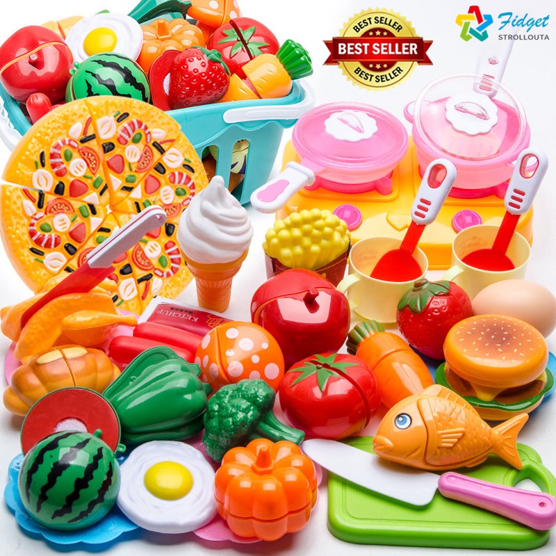 kit De Comidinha De Brinquedo Infantil Com Velcro Para Cortar Frutas e  Legumes, Jogo De Educativo Alimentos Reutilizáveis Cozinha