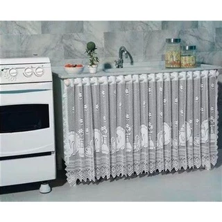 Cortina Para Pia Cozinha De Renda Branca 1,30 X 70 Bancadas