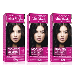 Kit Com 3 Tintura 4.0 Castanho Médio Alta Moda Alfaparf 150g