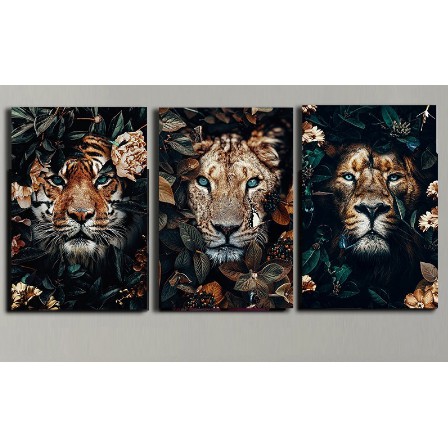 Quadro Leão e Tigre Tabuleiro de Xadrez