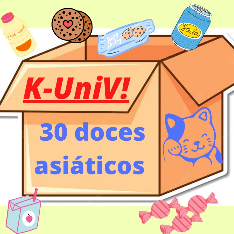 KBOX KUNIV com 30 Doces Asiáticos Caixa com doces importados sortidos. Doces Japoneses, Coreanos e Chineses.