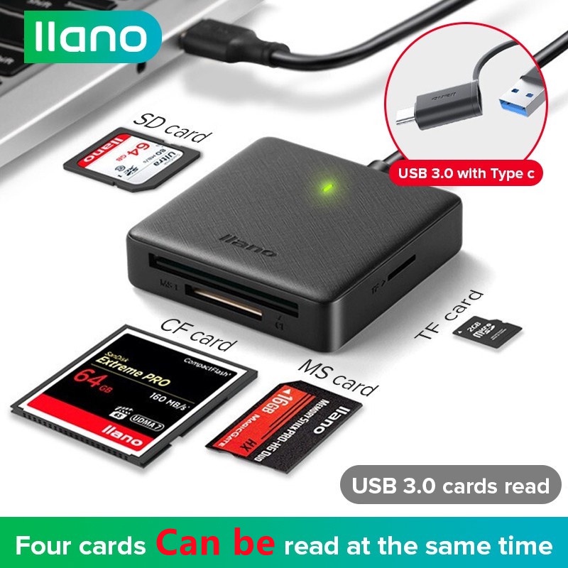 [Leitor De Cartões llano 4 Em 1 Suporte Ao SD/TF/CF/MS USB Hub Com Conversor Tipo C Multifuncionaiscf