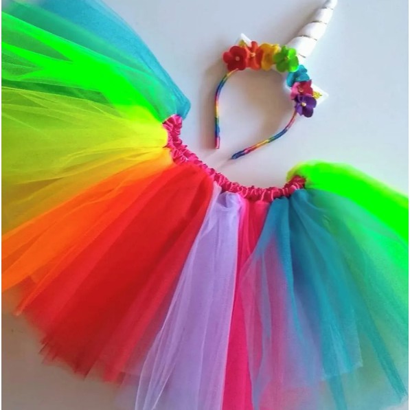 Saia de store tule unicornio infantil