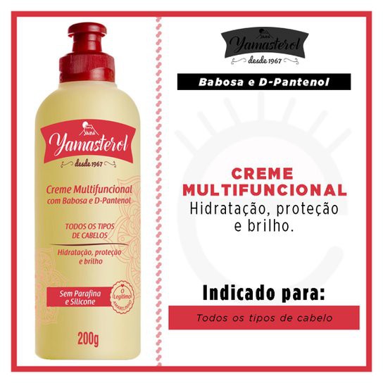 Creme Yamasterol Multifuncional Com Babosa e D-Pantenol - 200g \ Hidratação + Proteção + Brilho \ Para todos os tipos de cabelo