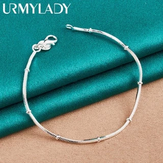 URMYLADY 925 Sterling Silver 2mm Snake Bone Bead Chain Bracelet Para Homem Festa De Noivado Moda Jóias