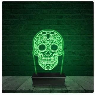 Luminária Abajur Acrílico Led - Caveira mexicana 01