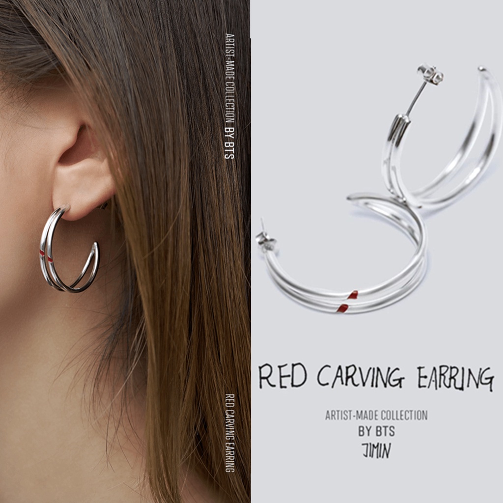 K-Pop BTS Bangtan Boys Merch Jimin Vermelho Escultura Brinco Para