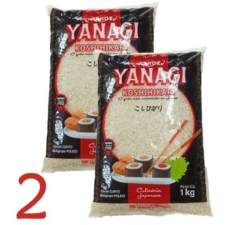 2 Arroz Japonês Yanagi Koshihikari Grão Curto Sushi Premium 1kg - Three Foods Distribuidora