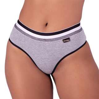 Kit 3 Calcinha Cós Alto Algodão Premium Tanga Conforto Feminina Lingerie Dyeu Modas