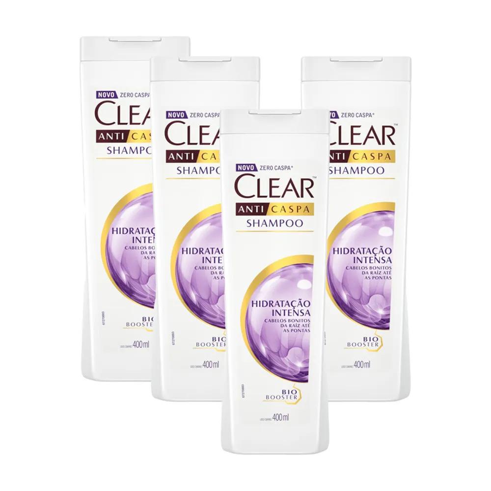 Kit 4 Shampoos Clear Anticaspa Hidratação Intensa 400ml | Shopee Brasil