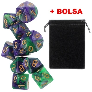 Kit 10 Dados RPG de mesa D10 Vampiro Lobisomen Mago D&D 10 faces + Bolsa Barato