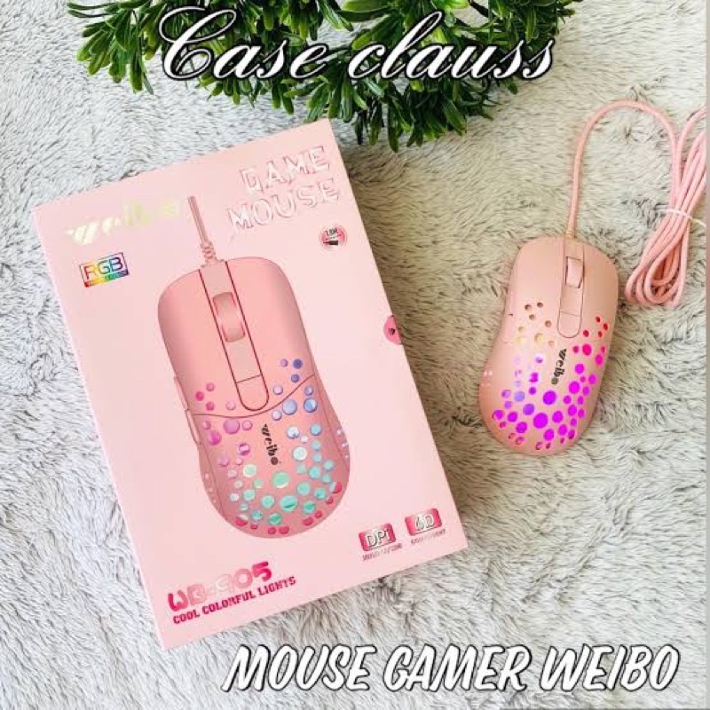 Mouse Gamer Led Rgb Jogo 3200 Dpi 6 Botões Ergonômico Rosa Wb905