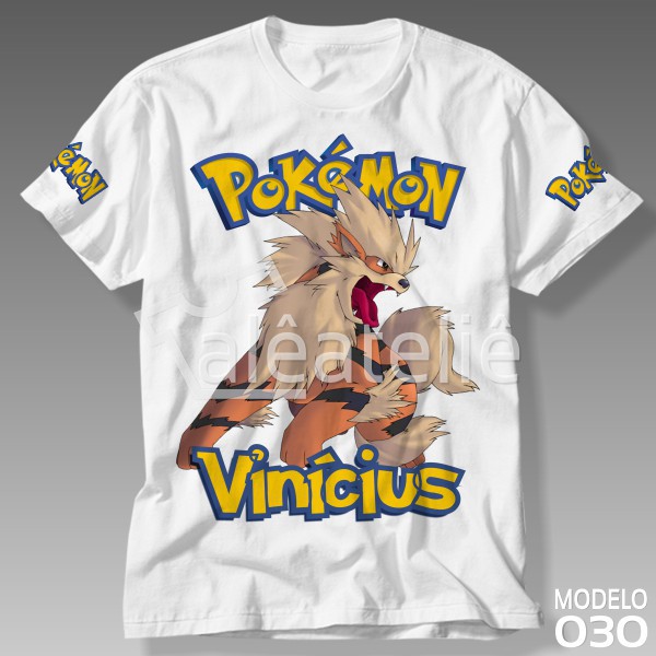 Camiseta Arcanine Pokemon Go Pokebola Jogo Game Infantil Adulto Personalizada