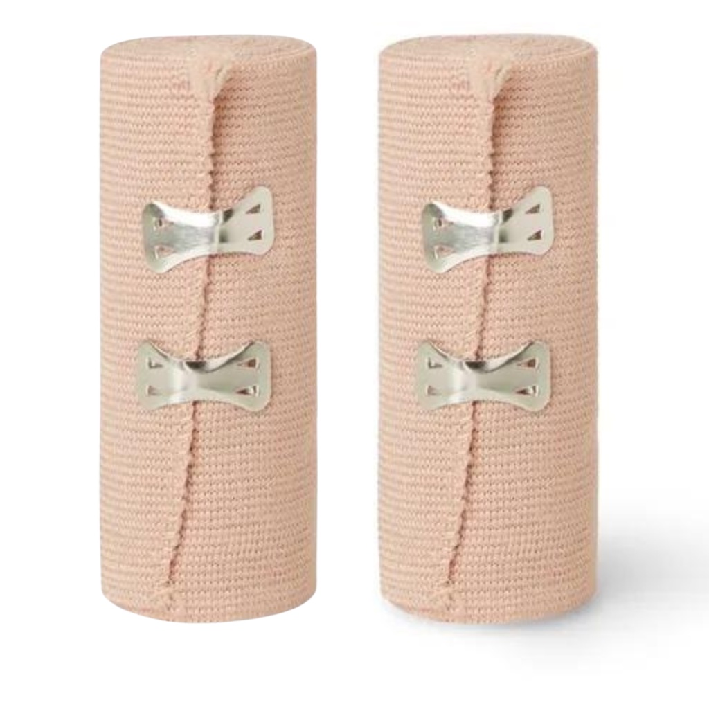 Kit 2 Atadura Elástica 15cm x 1,30m Faixa Alta Compressão Bandagem Enfermagem Ortopedia Varizes Inchaços