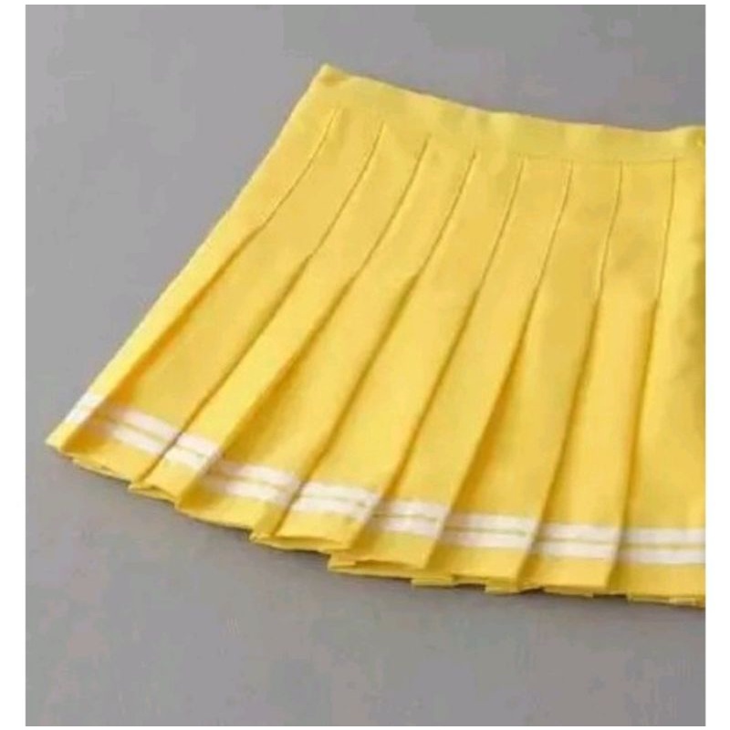 Saia plissada Rodada Colegial com pregas listrada colorida