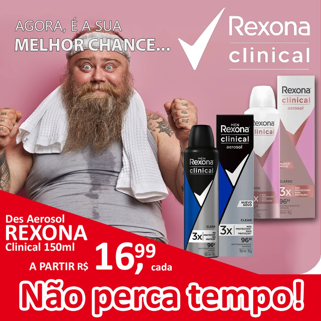 Desodorante Aerosol Rexona Clinical Classic (3x mais Proteção ) 96 Horas -  150ml - COSMÉTICO